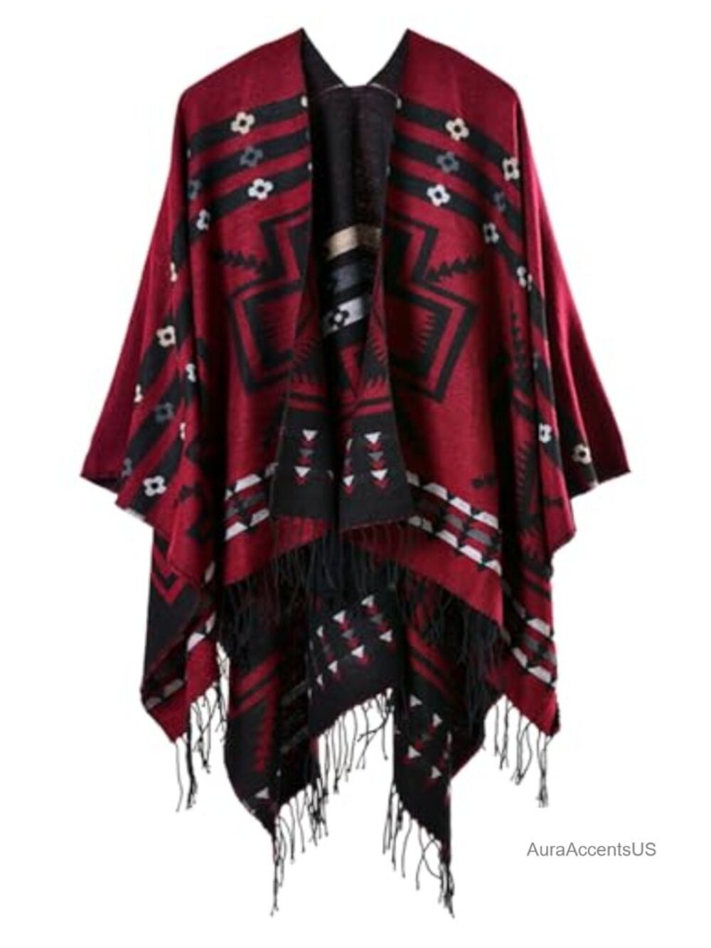 Reversible Open Front Poncho Cape Oversized Shawl Wrap Cardigan Fall Winter